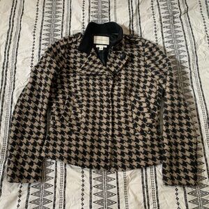 Banana Republic | Black and Tan Herringbone Peplum Jacket Size Medium